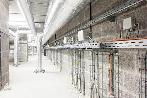 Commercial building electrical work in progress